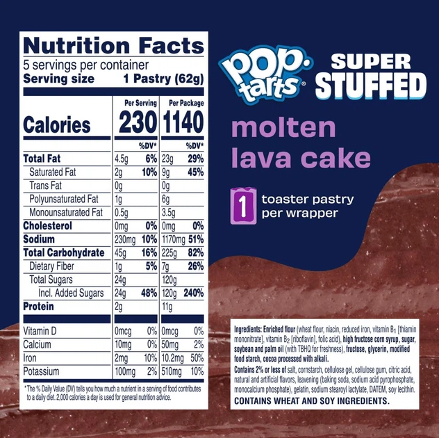 Тосты Pop-Tarts Super Stuffed Molten Lava Cake 5шт, 310г - изображение 2