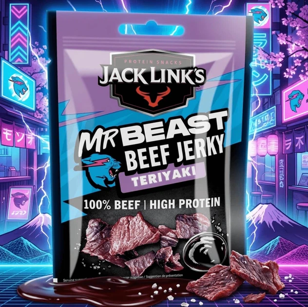 Мясные снеки MrBeast Jack Link's Beef Jerky Teriyaki 25г - изображение 5