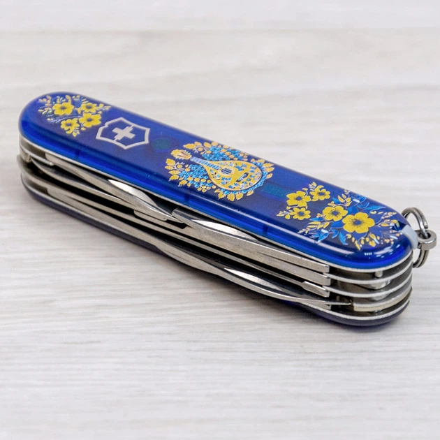 Нож Victorinox Huntsman Ukraine Украинские мотивы Синий (1049-Vx13713.T2_T1370u) - изображение 3