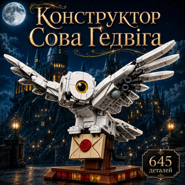 Конструктор Гаррі Поттер біла поштова сова Букля Гедвіґа фігурка сови для складання для дітей підлітків і дорослих великий колекційний набір подарунок 645 деталей - Фото 1 Конструктор Гаррі Поттер біла поштова сова Букля Гедвіґа фігурка сови для складання для дітей підлітків і дорослих великий колекційний набір подарунок 645 деталей - зображення 1