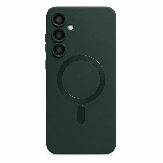 Чохол силіконовий з магнітом протиударний Case with MagSafe для Samsung Galaxy S24 FE (Samsung S24FE) dark green - зображення 4
