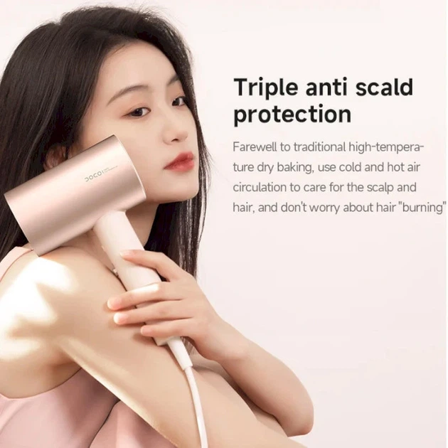 Фен Xiaomi Doco negative ion hair dryer soft and fast dry hair care Pink (Китайська вилка) - зображення 3