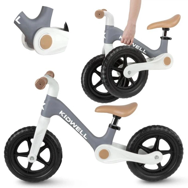 Беговел Kidwell Flex Gray (складной механизм CLICK&FOLD, нейлоновая рама, колеса EVA 29 см, до 30 кг) - изображение 2