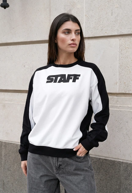 Женский Свитшот Staff Черно-белый Оверсайз С Логотипом Staff Logo Black & White Oversize M (402658) - Фото 5 Женский Свитшот Staff Черно-белый Оверсайз С Логотипом Staff Logo Black & White Oversize M (402658) - изображение 5