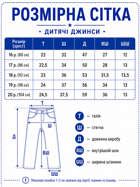 Джинсы для девочки 80-104 см багги синие с нашивками-зайчиками (H213) 80 см - Фото 3 Джинсы для девочки 80-104 см багги синие с нашивками-зайчиками (H213) 80 см - изображение 3