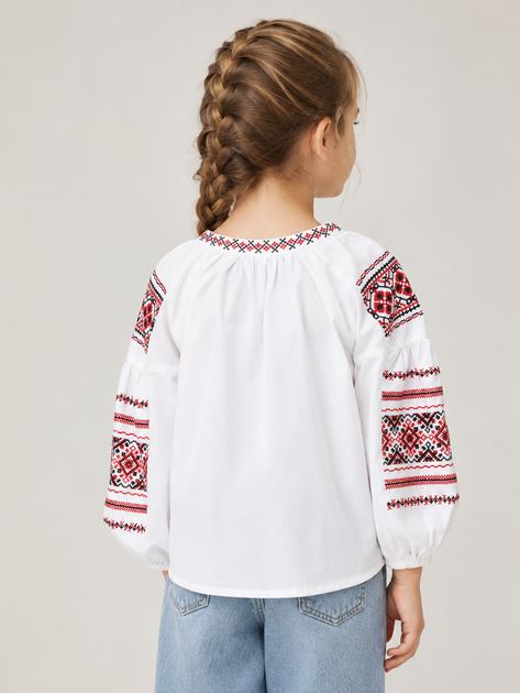 Вышиванка для девочки 5-9 лет белая с вышивкой (Q6193) 116 - изображение 2