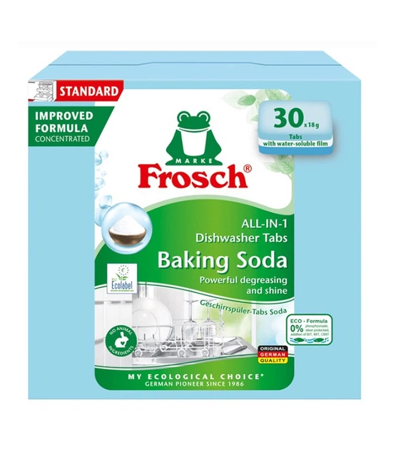 Таблетки для посудомийної машини Frosch Сода, 30 шт. 4009175965059 - Фото 1 Таблетки для посудомийної машини Frosch Сода, 30 шт. 4009175965059 - зображення 1