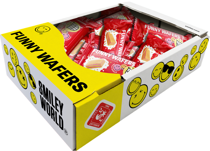 Вафлі з начинкою SmileyWorld FUNNY WAFERS з ароматом тутті фрутті та полуниці 400г (214524) - изображение 4