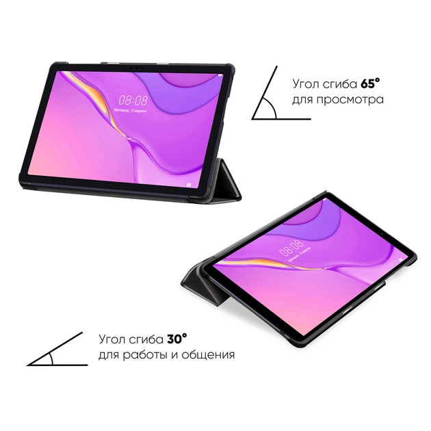 Чехол AIRON Premium для HUAWEI Matepad T10/S 9.7" Экокожа Черный с защитной пленкой и салфеткой - изображение 8