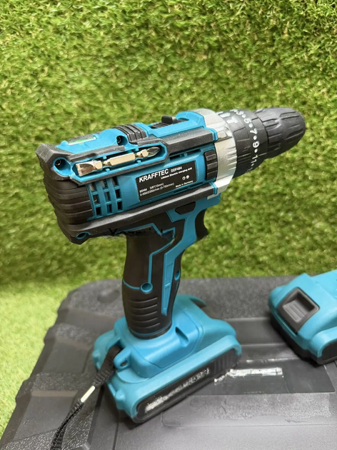 Ударный шуруповерт Krafftec 550 DWE 48V 6Ah 95 Нм, аккумуляторная дрель с 2 АКБ, кейсом и набором инструментов - изображение 5