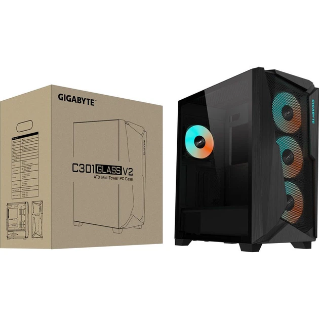 Корпус Gigabyte C301 Glass V2 Black (GB-C301G TYPE-C V2) [173397] - изображение 8