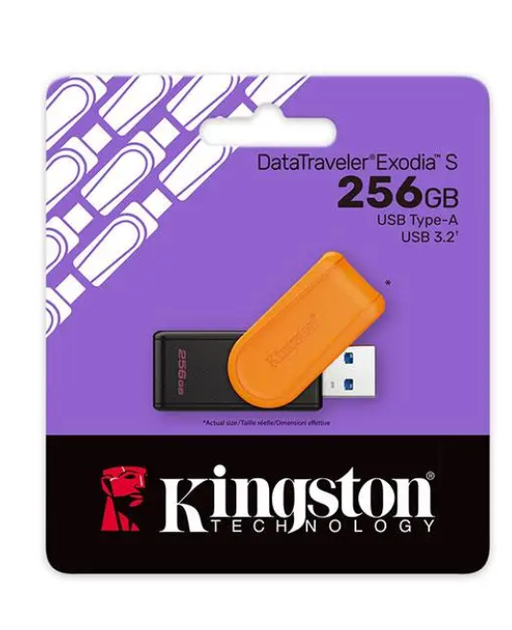 Флеш-накопичувач Kingston USB 3.2 DT Exodia S 256GB Black/Orange - Фото 3 Флеш-накопичувач Kingston USB 3.2 DT Exodia S 256GB Black/Orange - изображение 3