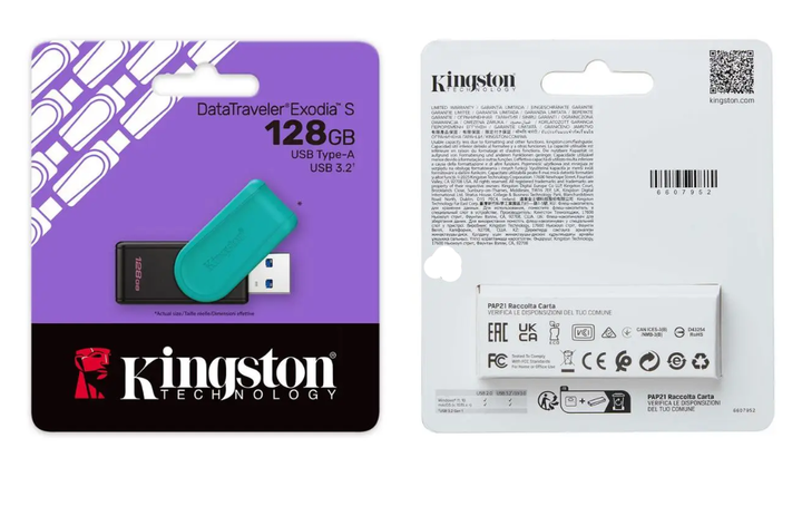 Флеш-накопичувач Kingston USB 3.2 DT Exodia S 128GB Black/Turquoise - изображение 3