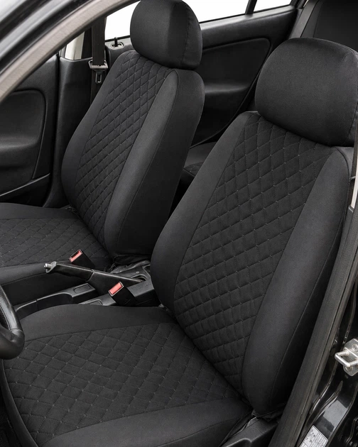 Чехлы на сиденья для Audi A3 (Ауди А3), универсальные, ткань + алькантара, комплект, черные - изображение 14