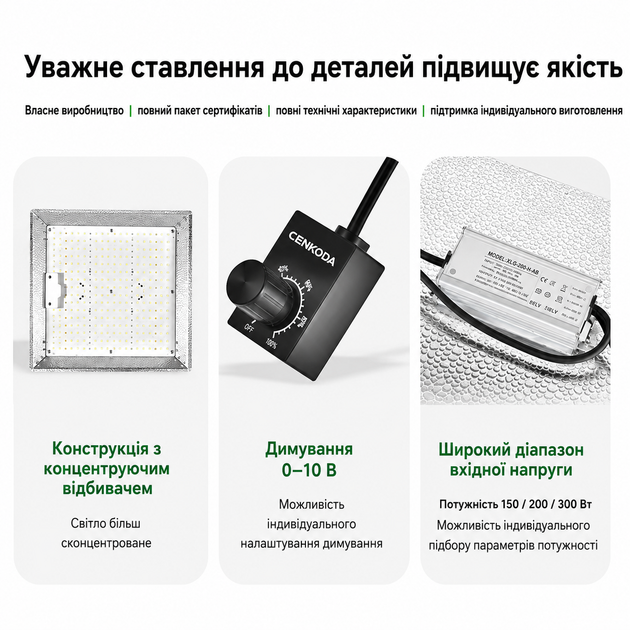 Квантум борд фітосвітильник 100W з димером, повний спектр, 330 LED - изображение 2