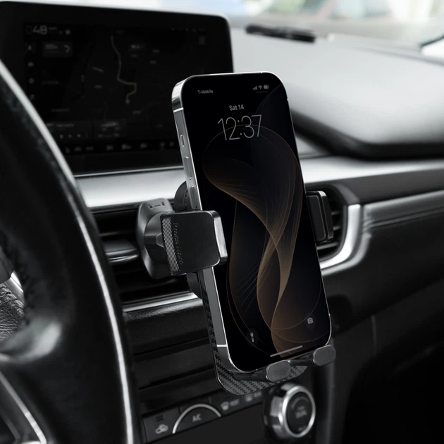 Автотримач для телефону Proove Carbon Clamp Air Outlet Car Mount Black (671190001) - зображення 5