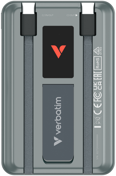 Powerbank Verbatim Charge 'n' Go 2C 10000 mAh 22.5 W Grey (23942322726) - obraz 2