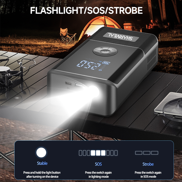 Пускозарядний пристрій 965A/GL-965A + компресор 150 PSI LED-ліхтар USB - зображення 6