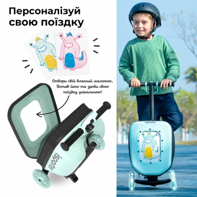 Самокат iSporter 2 в 1 Travel с чемоданом, мятный (K3_Mint) - изображение 8