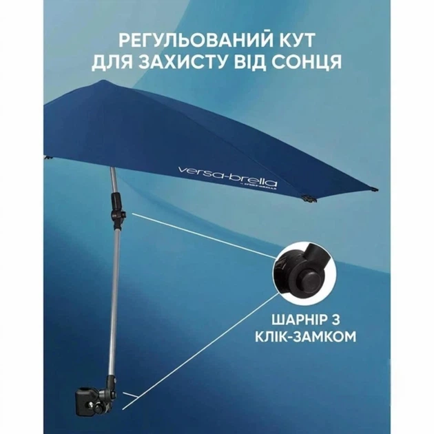 Портативна парасолька-кліпка Sport-Brella Versa-Brella UPF 50+ з універсальним затискачем та поворотом на 360 градусів, темно-синя (1203) - зображення 3