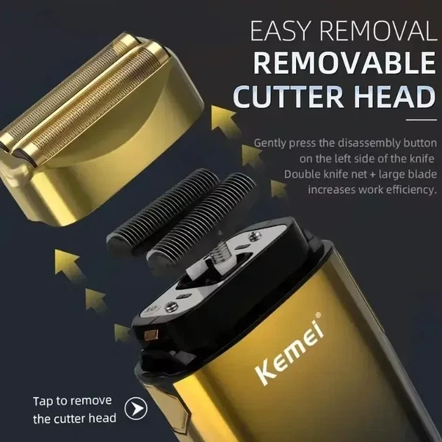 Профессиональный шейвер Kemei KM-TX10, аккумуляторная электробритва для мужчин, 3 скорости, 1400 мАч, USB Type-C - изображение 2