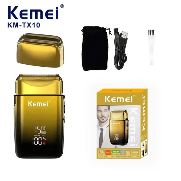 Профессиональный шейвер Kemei KM-TX10, аккумуляторная электробритва для мужчин, 3 скорости, 1400 мАч, USB Type-C - изображение 6