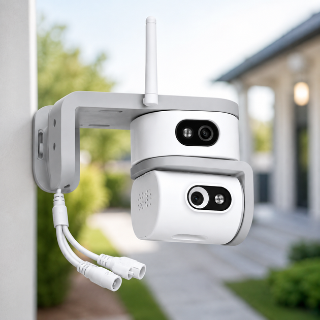 Уличная камера SmartHD Ai08+ 4G / Камера видеонаблюдения V380pro / Поворотная камера с двумя объективами - изображение 4