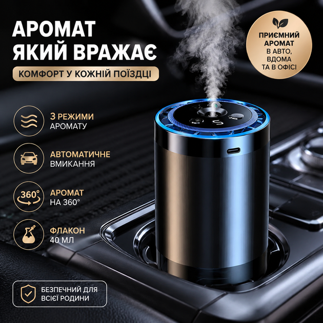 Аромадиффузор для автомобиля автоматический 40 мл, увлажнитель и ароматизатор воздуха - изображение 4