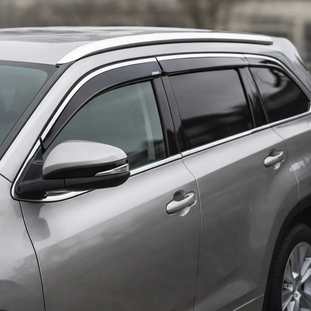 Ветровики на окна с хромом (4 шт, Niken) для Toyota Highlander 2013-2019 гг - изображение 2