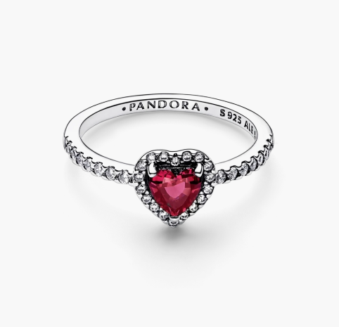 Серебряное кольцо в стиле Pandora «Красное сердце» 15 размер )(50) - изображение 2