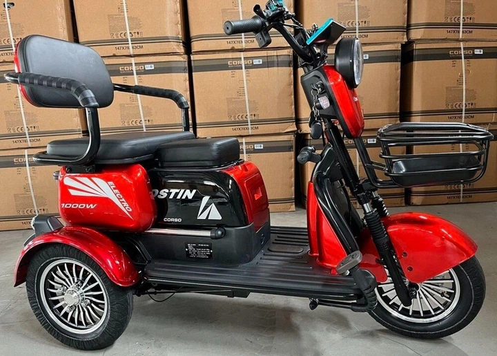 Электрический Трицикл Corso Ostin (1000W, 72V, 23Ah) + 1 Ящик Аккумулятор, Гидравлические тормоза Электробайк Скутер Красный - изображение 6
