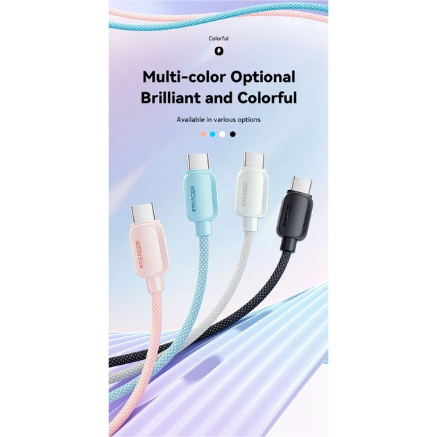 Дата кабель USB-C to USB-C 1.0m 100W pink Essager (EXCTT1-WL04-P) - Фото 4 Дата кабель USB-C to USB-C 1.0m 100W pink Essager (EXCTT1-WL04-P) - зображення 4