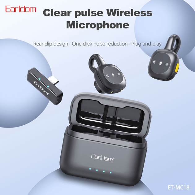 Беспроводной микрофон для телефона с USB зарядкой Earldom ET-MC18 - Фото 10 Беспроводной микрофон для телефона с USB зарядкой Earldom ET-MC18 - изображение 10