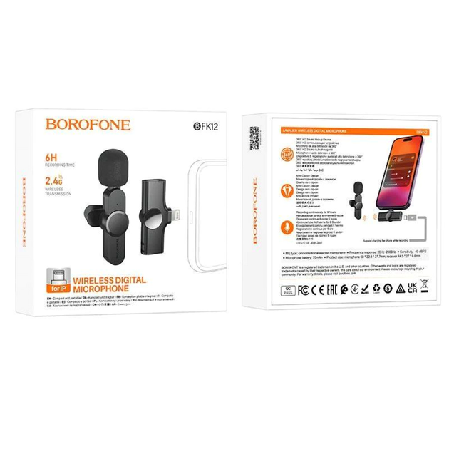 Беспроводной микрофон USB C и Lightning для телефона Borofone BFK12 - изображение 6