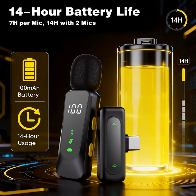 Беспроводной петличный микрофон USB C и Lightning с задержкой 22 мс модель Wiwu Wi-WM007 - изображение 8