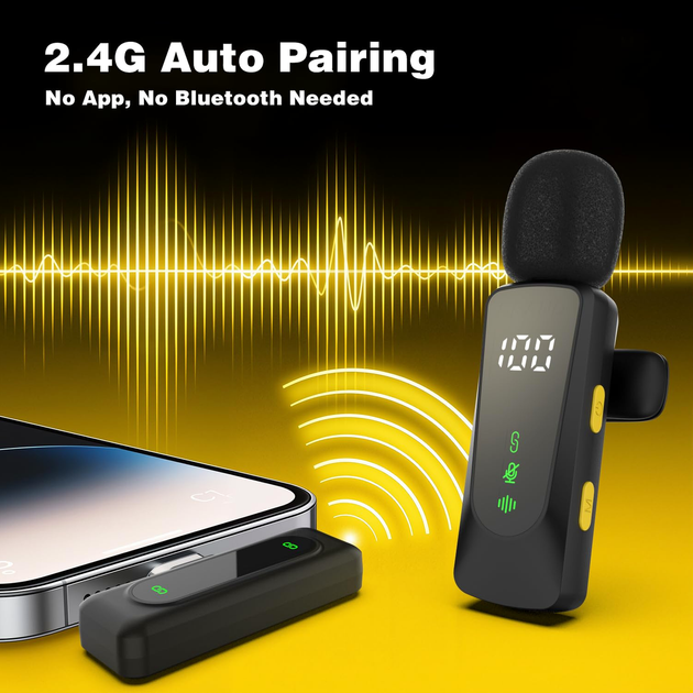 Беспроводной петличный микрофон USB C и Lightning с задержкой 22 мс модель Wiwu Wi-WM007 - изображение 9
