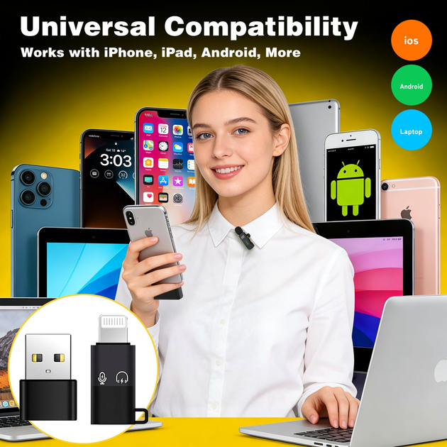 Беспроводной петличный микрофон USB C и Lightning с задержкой 22 мс модель Wiwu Wi-WM007 - изображение 10