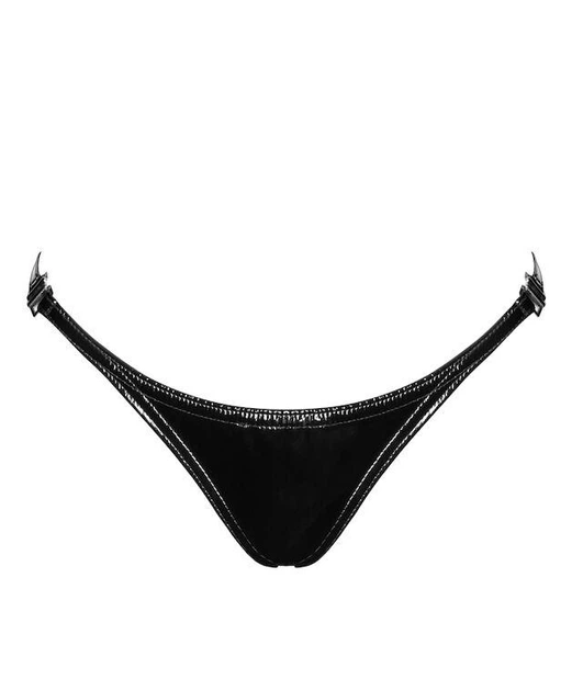 Эротические женские трусики Noir Handmade P014 Dominae PVC с застежкой, размер 3XL, цвет серебристый (SX4228) - изображение 4
