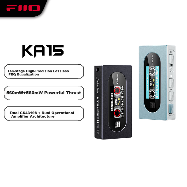 Декодер FiiO KA15 для наушников, балансная звуковая карта Hi-Fi 4.4 для компьютера, усилитель мощности для Android-смартфона, портативный небольшой кабель-адаптер, поддержка PS5, декодер небесно-голубого цвета. - изображение 4