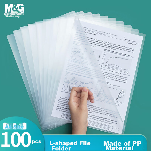 Папка для документов M&G Stationery формата A4, прозрачная, L-образная, для одного или двух листов, с зажимом для листа, защитный мешок для документов, пыле- и водонепроницаемый, 100 штук в упаковке ADM92968 - Фото 4 Папка для документов M&G Stationery формата A4, прозрачная, L-образная, для одного или двух листов, с зажимом для листа, защитный мешок для документов, пыле- и водонепроницаемый, 100 штук в упаковке ADM92968 - изображение 4