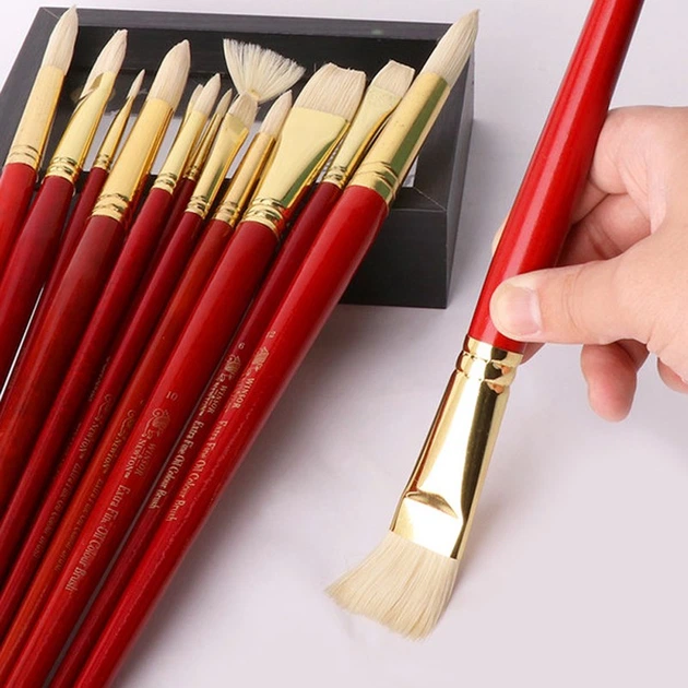 WINSOR&NEWTON [Бренд Фрейда] Кисти для масляной живописи из свиной щетины. Профессиональные кисти для масляной живописи, ручки для контурной графики. Набор из 4 кистей для масляной живописи для опытных художников. - зображення 5
