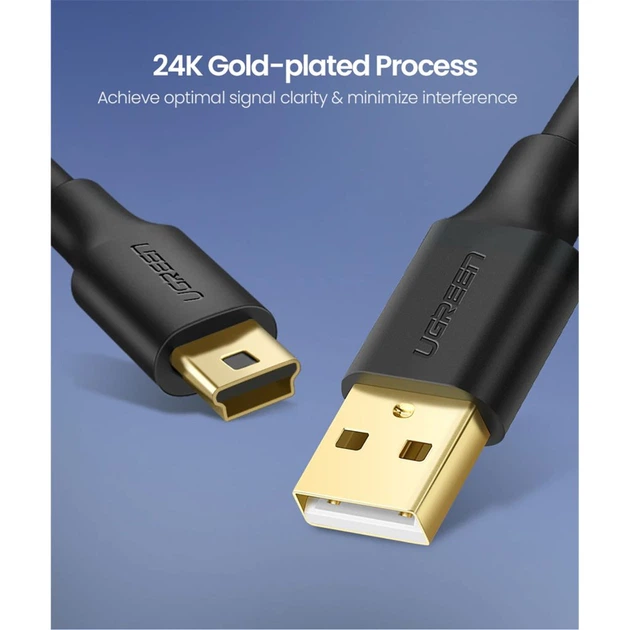 Дата кабель USB 2.0 AM to Mini 5P 1.5m US132 black Ugreen (10385) - зображення 3