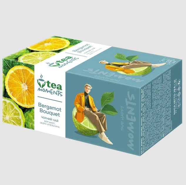 Чай черный Tea Moments Bergamot Bouquet Букет Бергамота 22 саш по 1.8 г - изображение 3