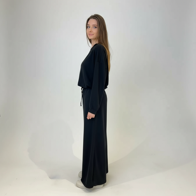 Світшот жіночий з каптуром на блискавці трикотаж чорний, 2XL-3XL - изображение 4
