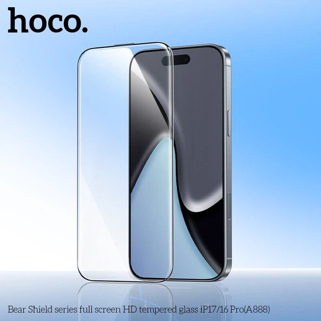 Защитное стекло HOCO A888 Bear Shield HD для Apple iPhone 16 PRO / iPhone 17 6.3" - Фото 7 Защитное стекло HOCO A888 Bear Shield HD для Apple iPhone 16 PRO / iPhone 17 6.3" - изображение 7