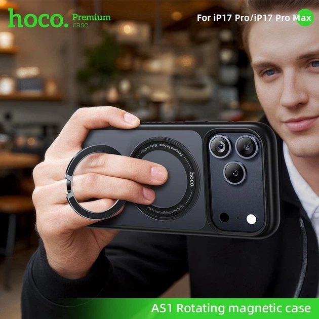 Чехол магнитный HOCO AS1 с вращающимся кольцом для Apple iPhone 17 PRO MAX - Фото 8 Чехол магнитный HOCO AS1 с вращающимся кольцом для Apple iPhone 17 PRO MAX - изображение 8