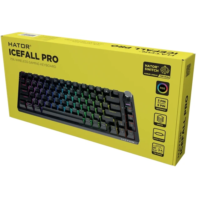 Клавіатура Hator Icefall Pro Wireless/Bluetooth/USB Black (HTK450UA) - Фото 6 Клавіатура Hator Icefall Pro Wireless/Bluetooth/USB Black (HTK450UA) - зображення 6
