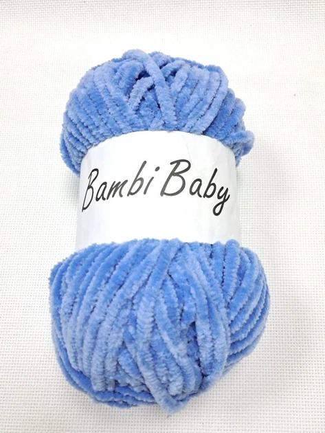 Плюшева пряжа Bambi Babi 012 Блакитний велюр 100 г/110 м - изображение 2
