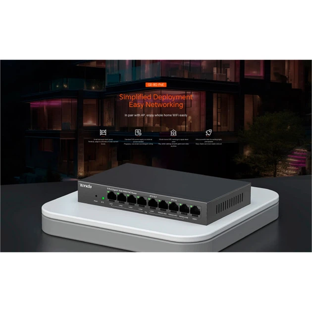 Маршрутизатор Tenda G0-8G-PoE - Фото 4 Маршрутизатор Tenda G0-8G-PoE - зображення 4