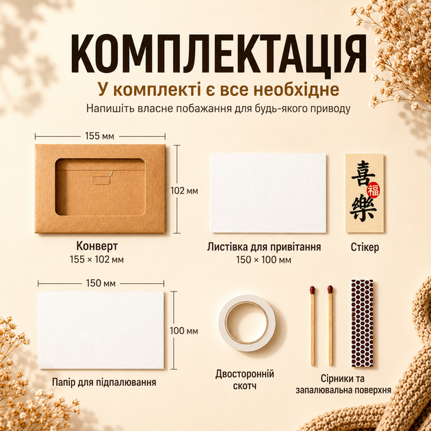 Открытка сгорающая 10,5*10,5 см коричневый, поздравление на праздник, с днем рождения - изображение 3